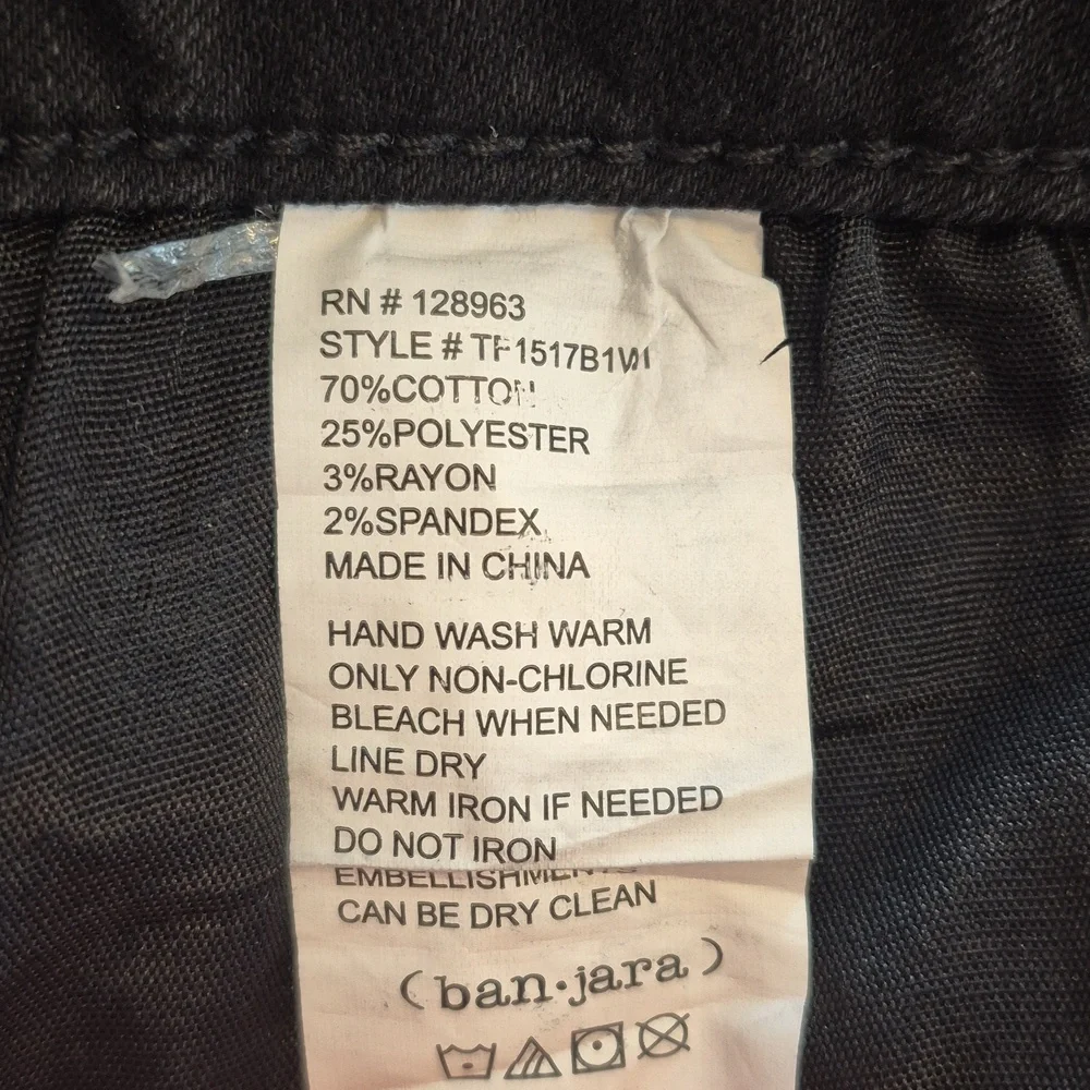 NWT BAN JARA Jr Mid Rise Black Rhinestone Jeans - 7/27" - Picture 8 of 10